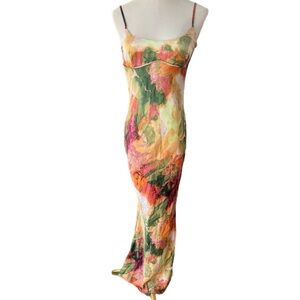 NWT - Micas maxi length abstract silk dress size small